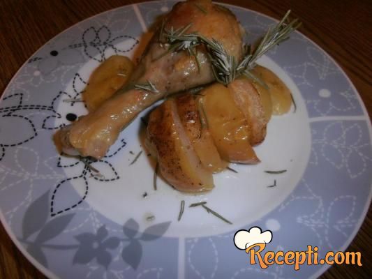 Pečena piletina sa krompirom i jabukama