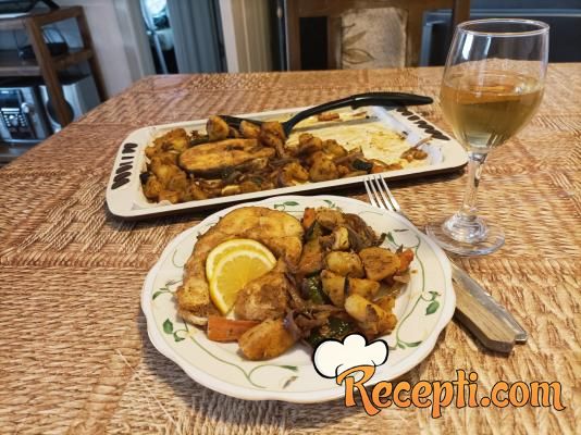 Pečena riba sa povrćem