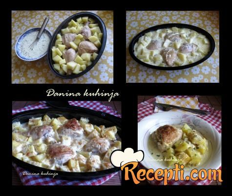 Piletina i krompir u belom sosu