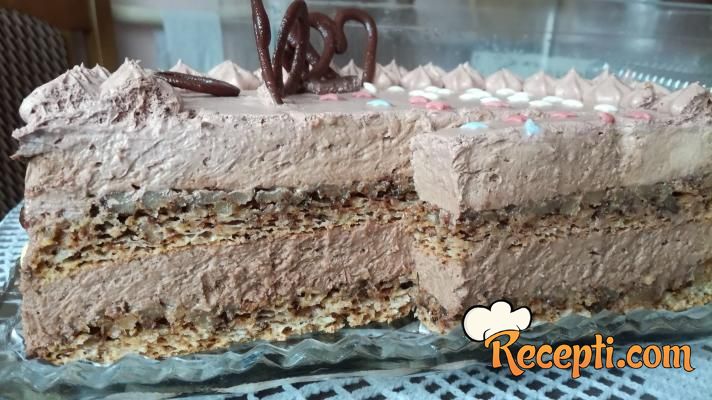Čokoladna torta sa lešnicima, eurokremom i napolitankama (Ferrero)